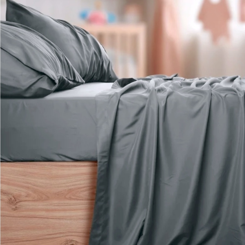 NEW Utopia Slate Gray Bed Sheet Set Twin